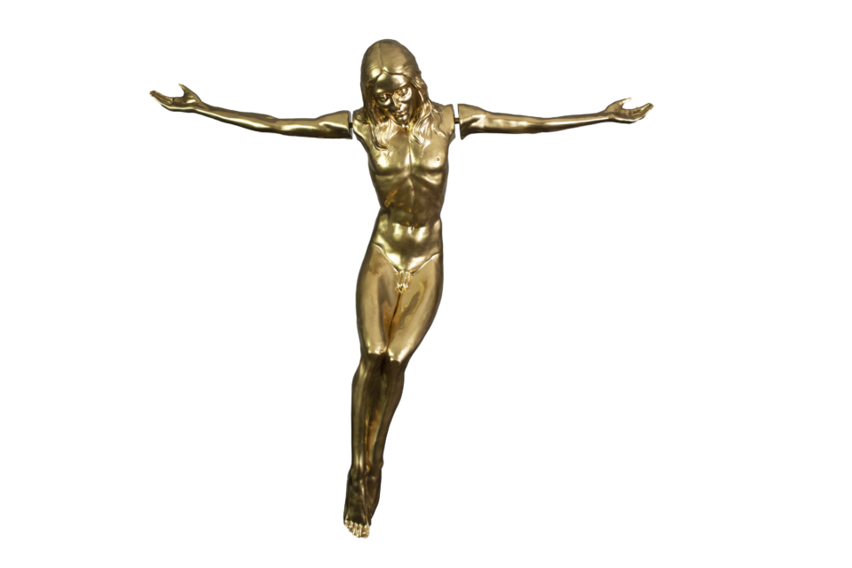 złota rzeźba agape&fileo Jezus ukrzyżowany